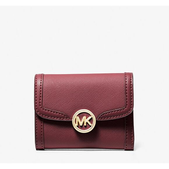 MICHAEL KORS LEIDA MEDIUM WALLET IN OXBLOOD BURGUNDY WINE NEW! - Picture 1 of 2
